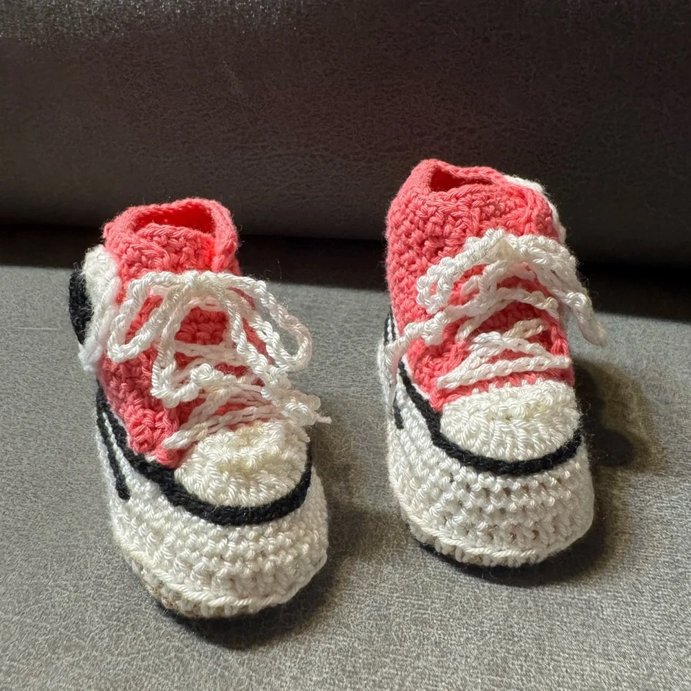 Handmade Pink and White converse Baby Sneakers